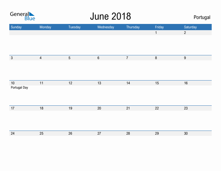 Fillable June 2018 Calendar