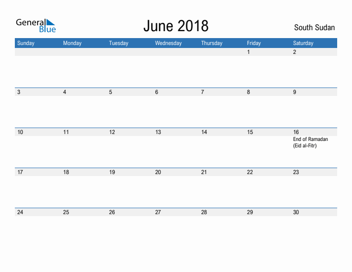 Fillable June 2018 Calendar