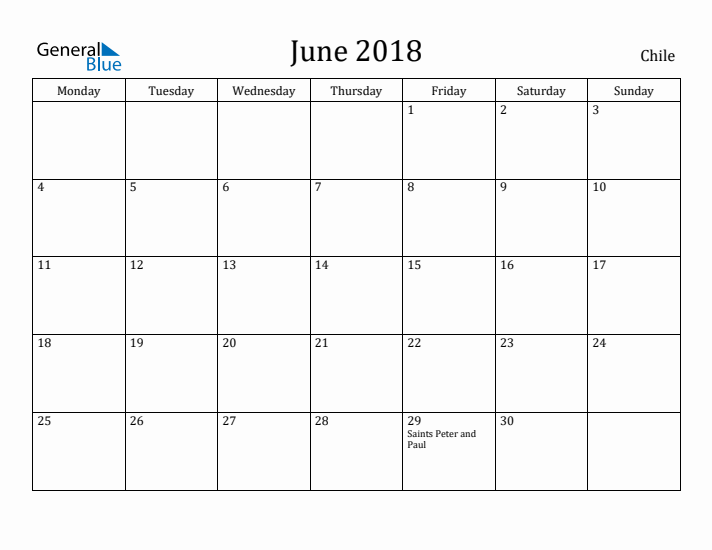 June 2018 Calendar Chile