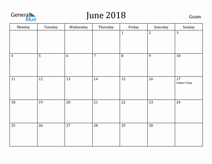 June 2018 Calendar Guam