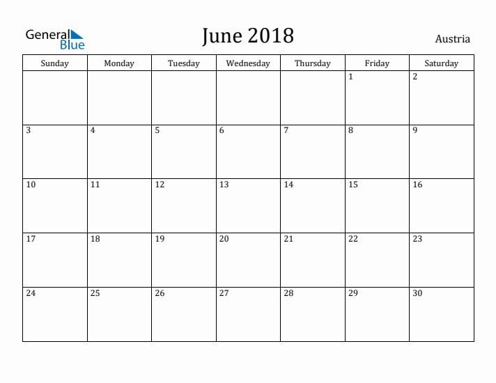 June 2018 Calendar Austria