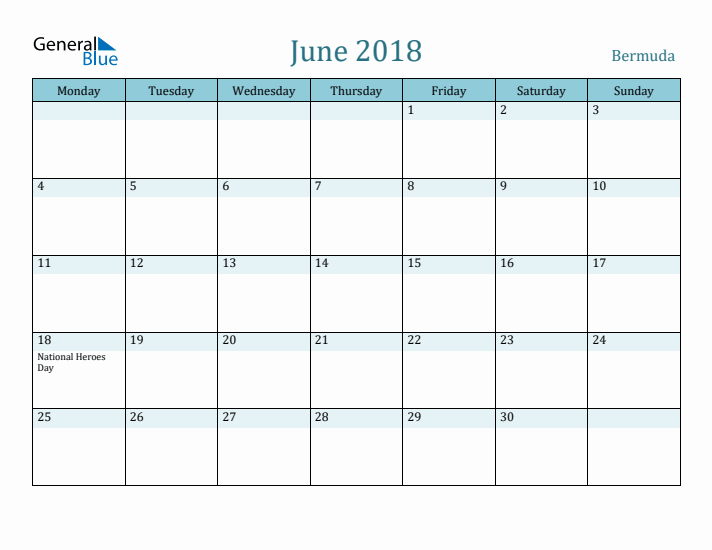 June 2018 Calendar with Holidays