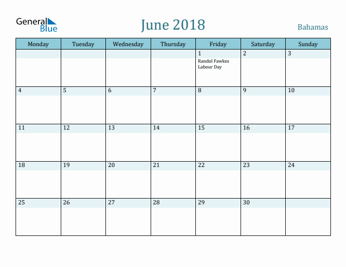 June 2018 Calendar with Holidays