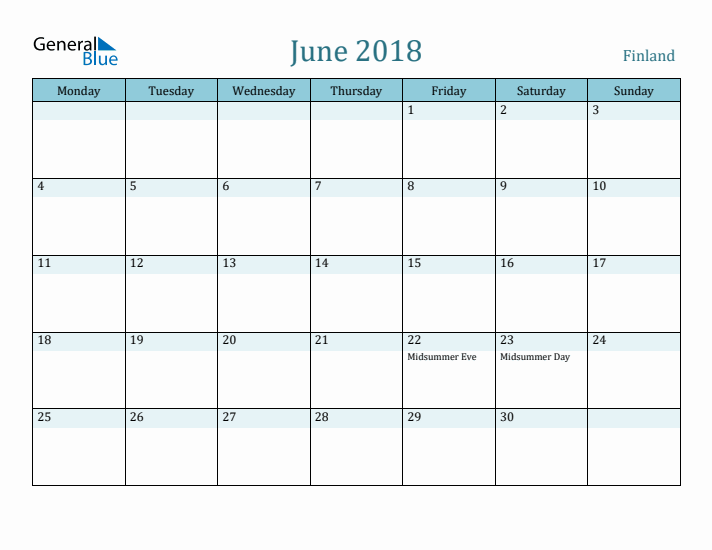 June 2018 Calendar with Holidays