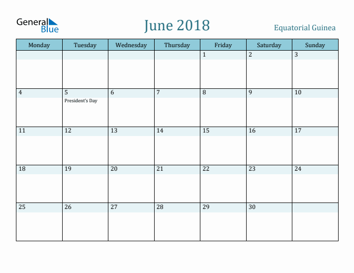 June 2018 Calendar with Holidays