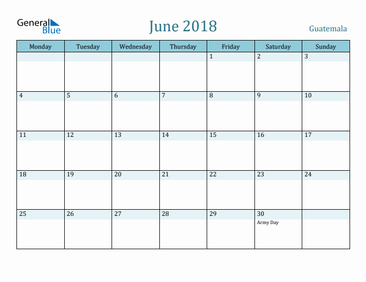 June 2018 Calendar with Holidays