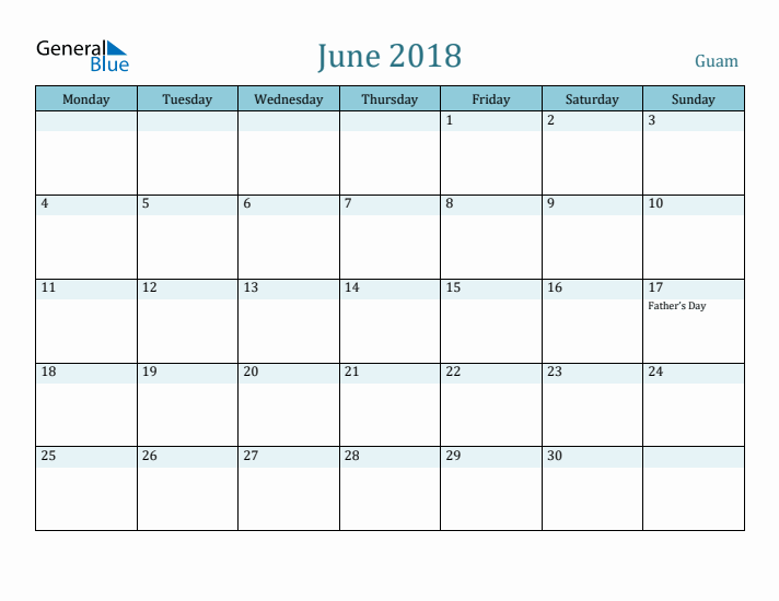 June 2018 Calendar with Holidays