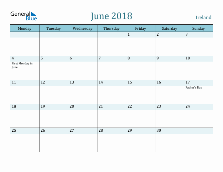 June 2018 Calendar with Holidays