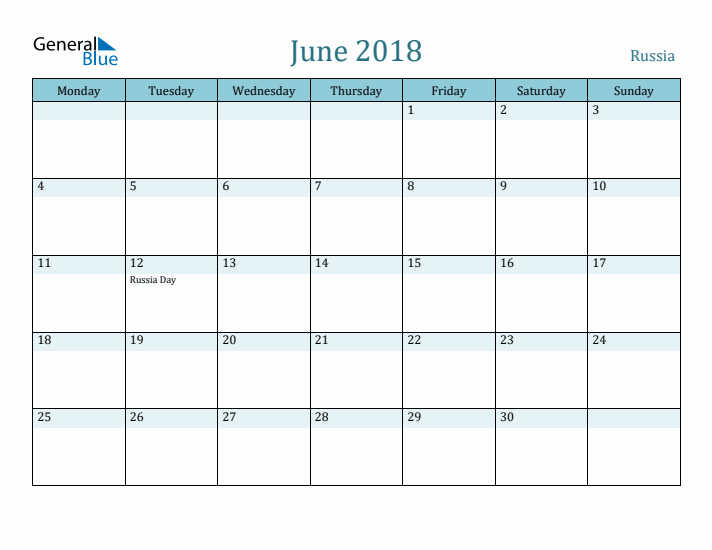 June 2018 Calendar with Holidays