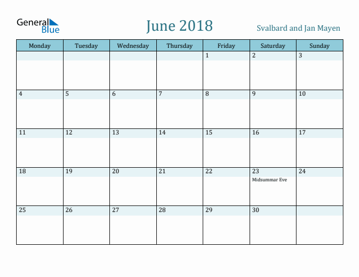 June 2018 Calendar with Holidays