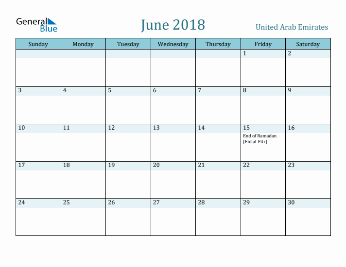 June 2018 Calendar with Holidays