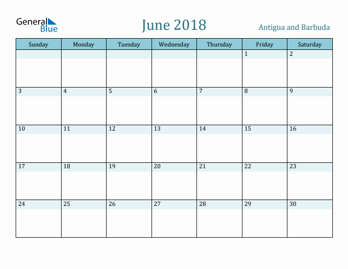 June 2018 Calendar with Holidays