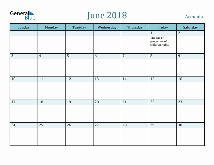 June 2018 Calendar with Holidays