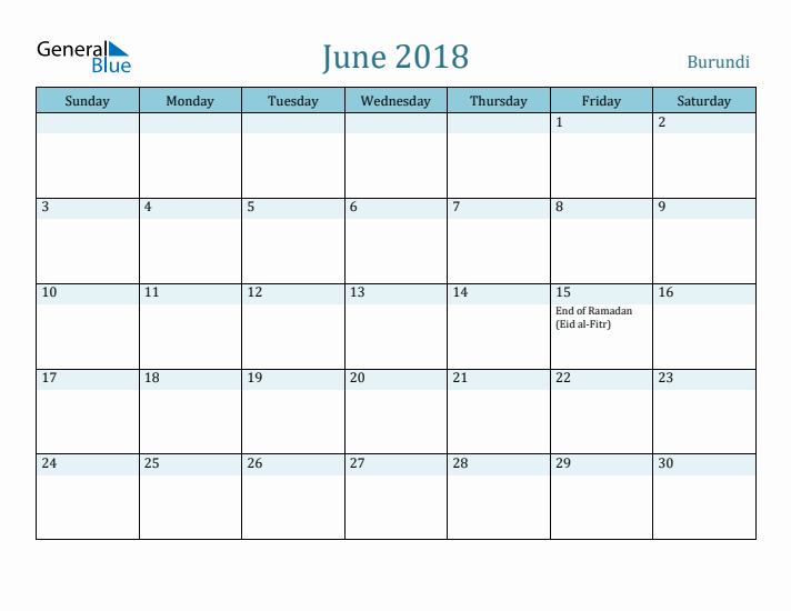 June 2018 Calendar with Holidays