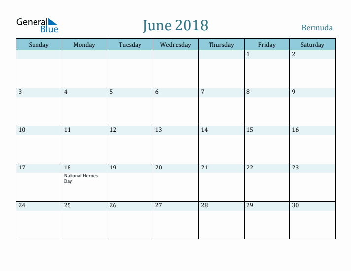 June 2018 Calendar with Holidays