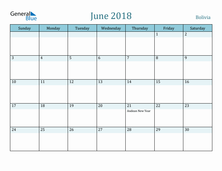 June 2018 Calendar with Holidays