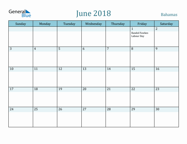 June 2018 Calendar with Holidays