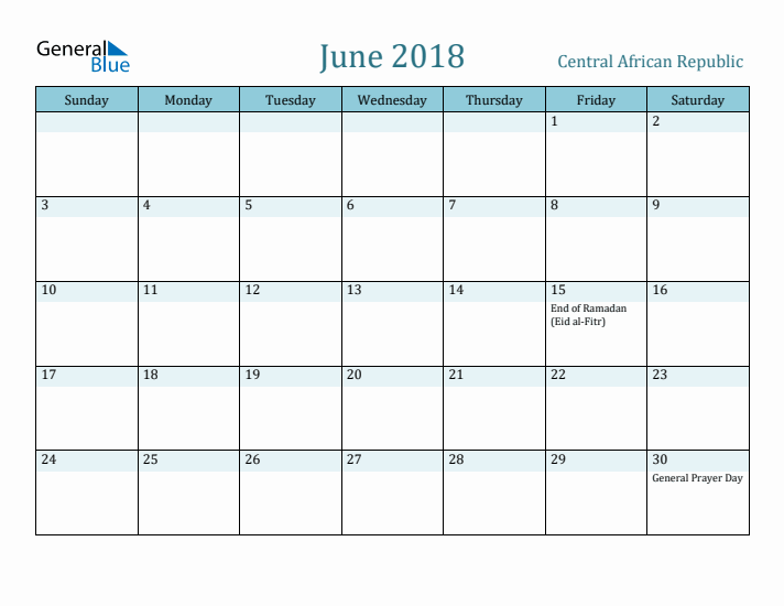 June 2018 Calendar with Holidays