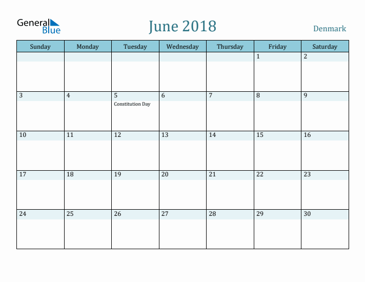 June 2018 Calendar with Holidays