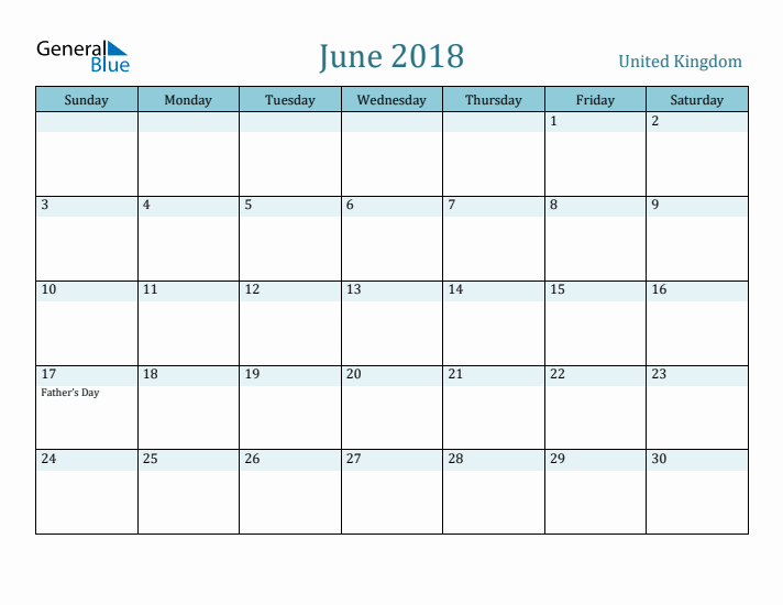 June 2018 Calendar with Holidays