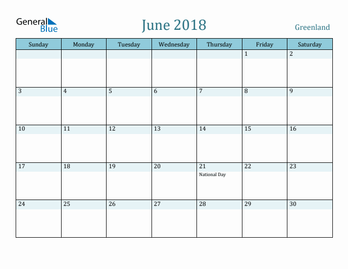 June 2018 Calendar with Holidays