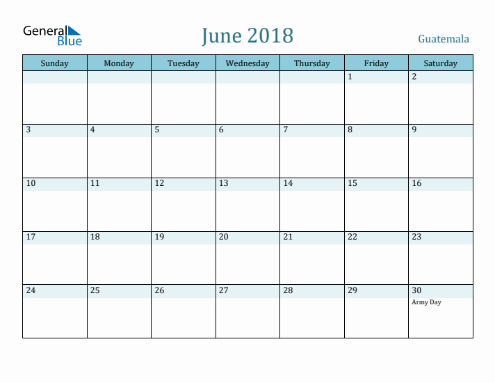 June 2018 Calendar with Holidays