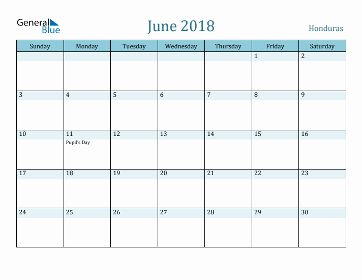 June 2018 Calendar with Holidays