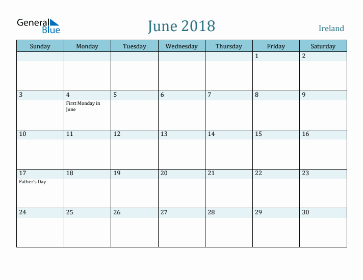 June 2018 Calendar with Holidays