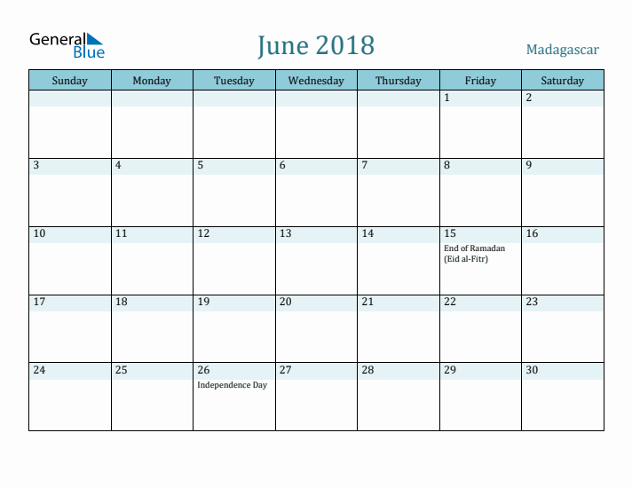 June 2018 Calendar with Holidays