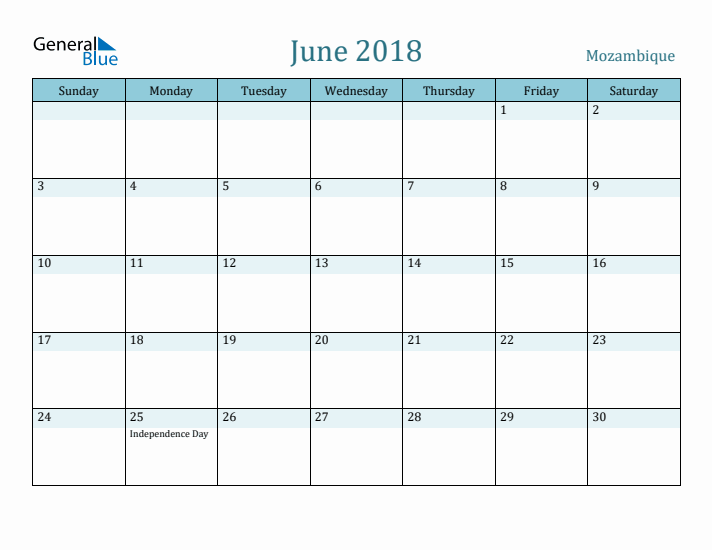 June 2018 Calendar with Holidays