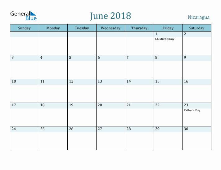 June 2018 Calendar with Holidays