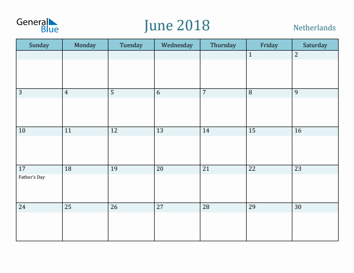 June 2018 Calendar with Holidays