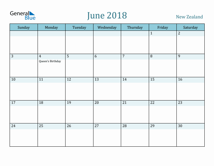 June 2018 Calendar with Holidays