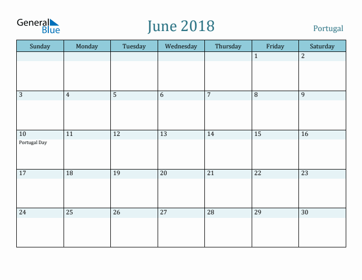 June 2018 Calendar with Holidays