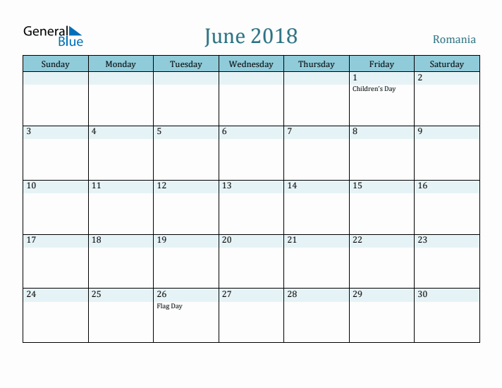 June 2018 Calendar with Holidays