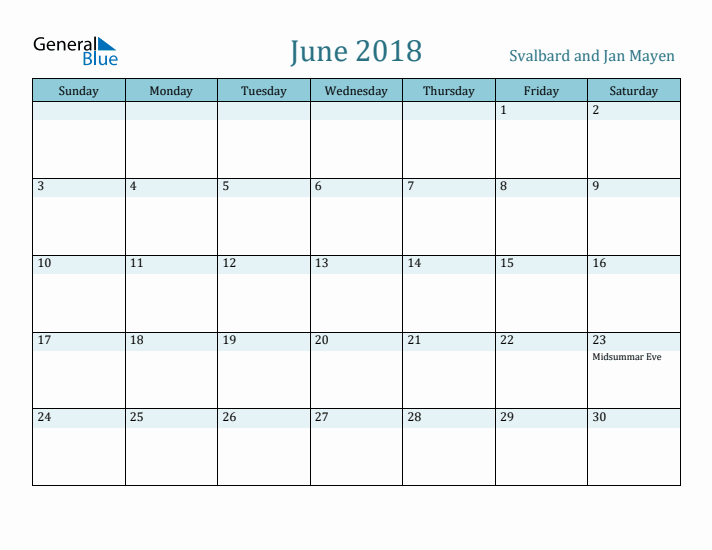 June 2018 Calendar with Holidays