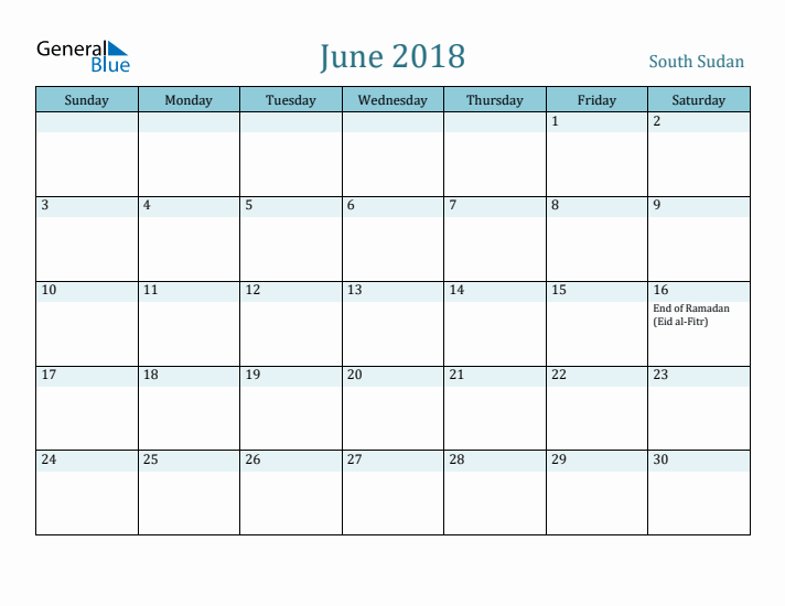 June 2018 Calendar with Holidays