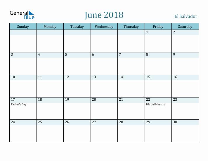 June 2018 Calendar with Holidays