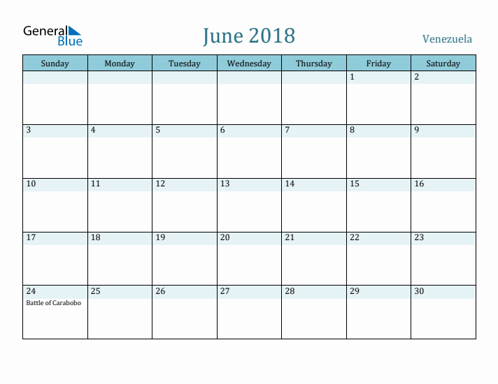 June 2018 Calendar with Holidays