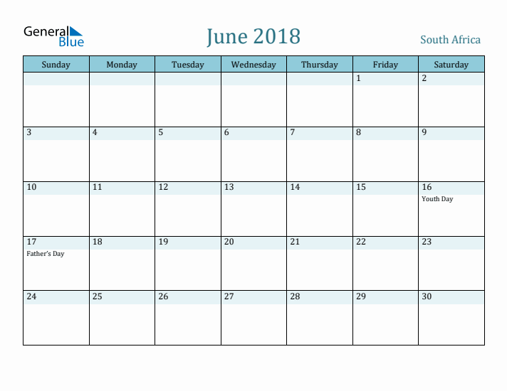 June 2018 Calendar with Holidays