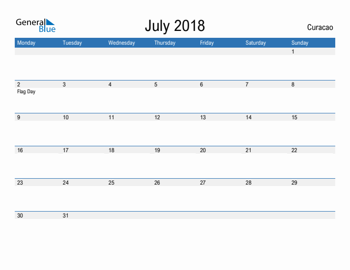 Fillable July 2018 Calendar