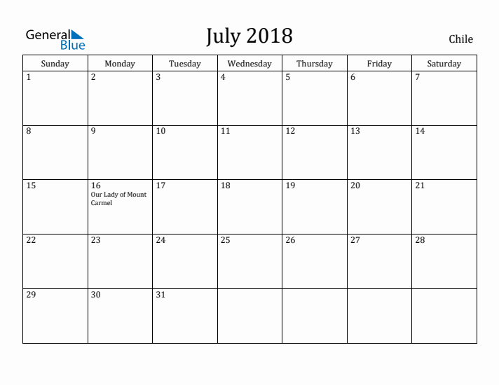 July 2018 Calendar Chile