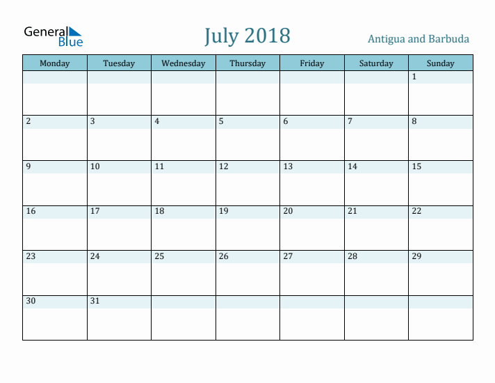 July 2018 Calendar with Holidays