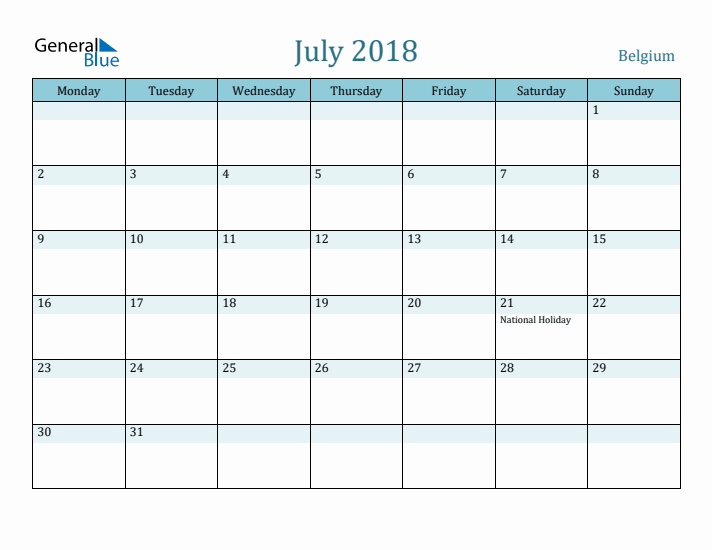 July 2018 Calendar with Holidays