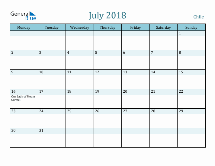 July 2018 Calendar with Holidays