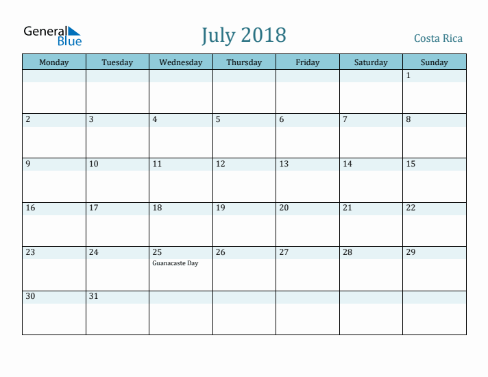 July 2018 Calendar with Holidays