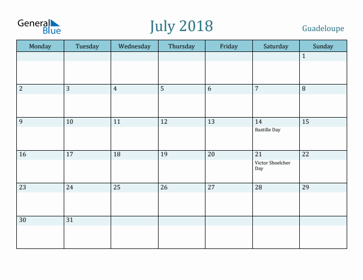 July 2018 Calendar with Holidays