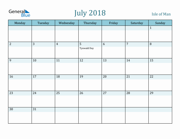 July 2018 Calendar with Holidays