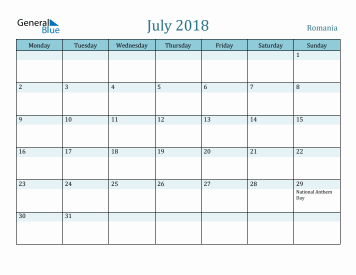 July 2018 Calendar with Holidays