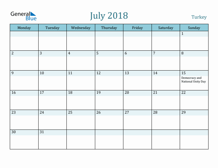 July 2018 Calendar with Holidays